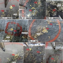 photos of visible gold in core from news release september 7 2021
